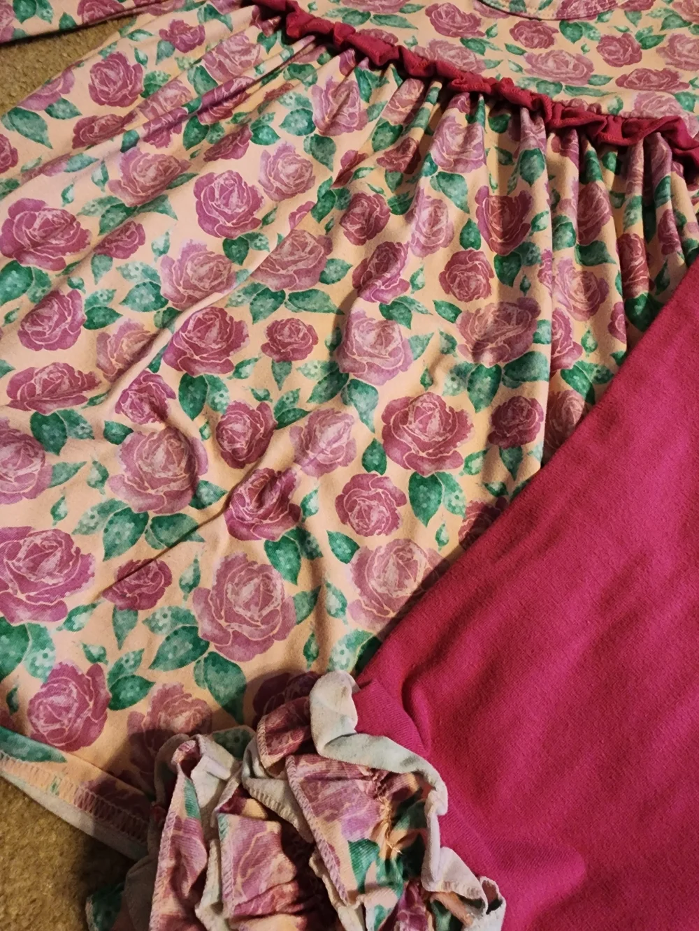 Girls Pink Floral Ruffle Set